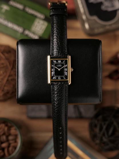 Cartier Tank Vermeil “Must de Cartier” Manual-Winding Black LM (circa 1980s)