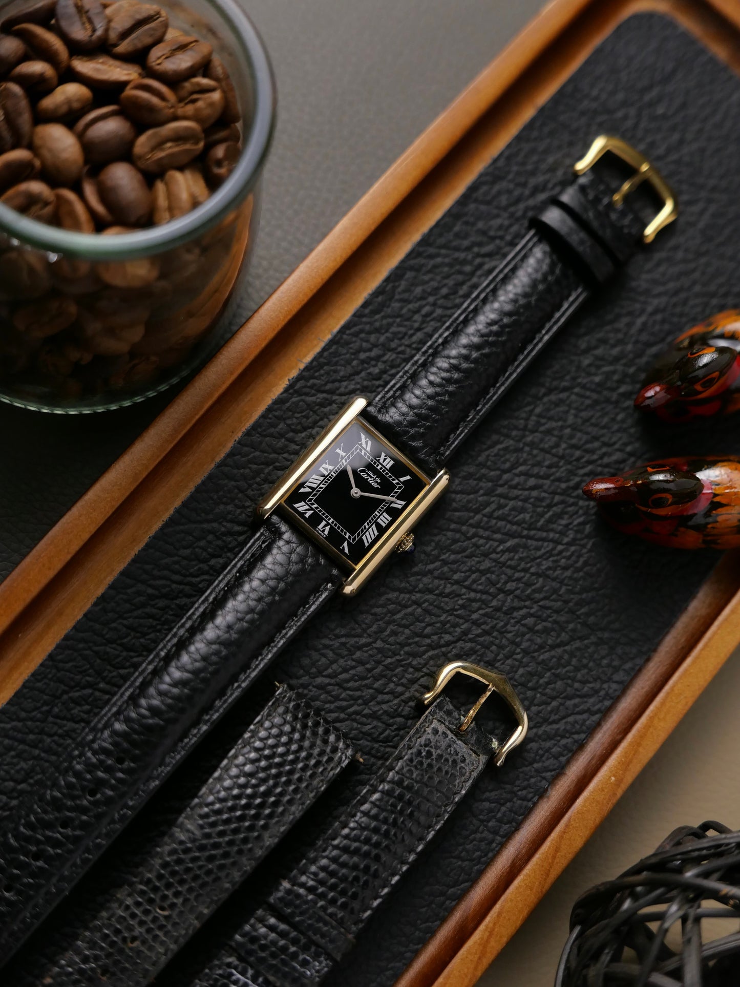 Cartier Tank Vermeil “Must de Cartier” Manual-Winding Black LM (circa 1980s)