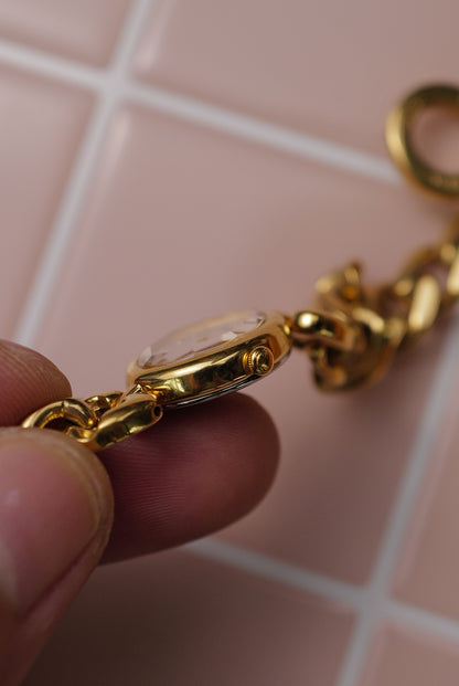 Seiko Tisse "Cuban Chain" Integrated Chain with Faceted Glass Circa.1994