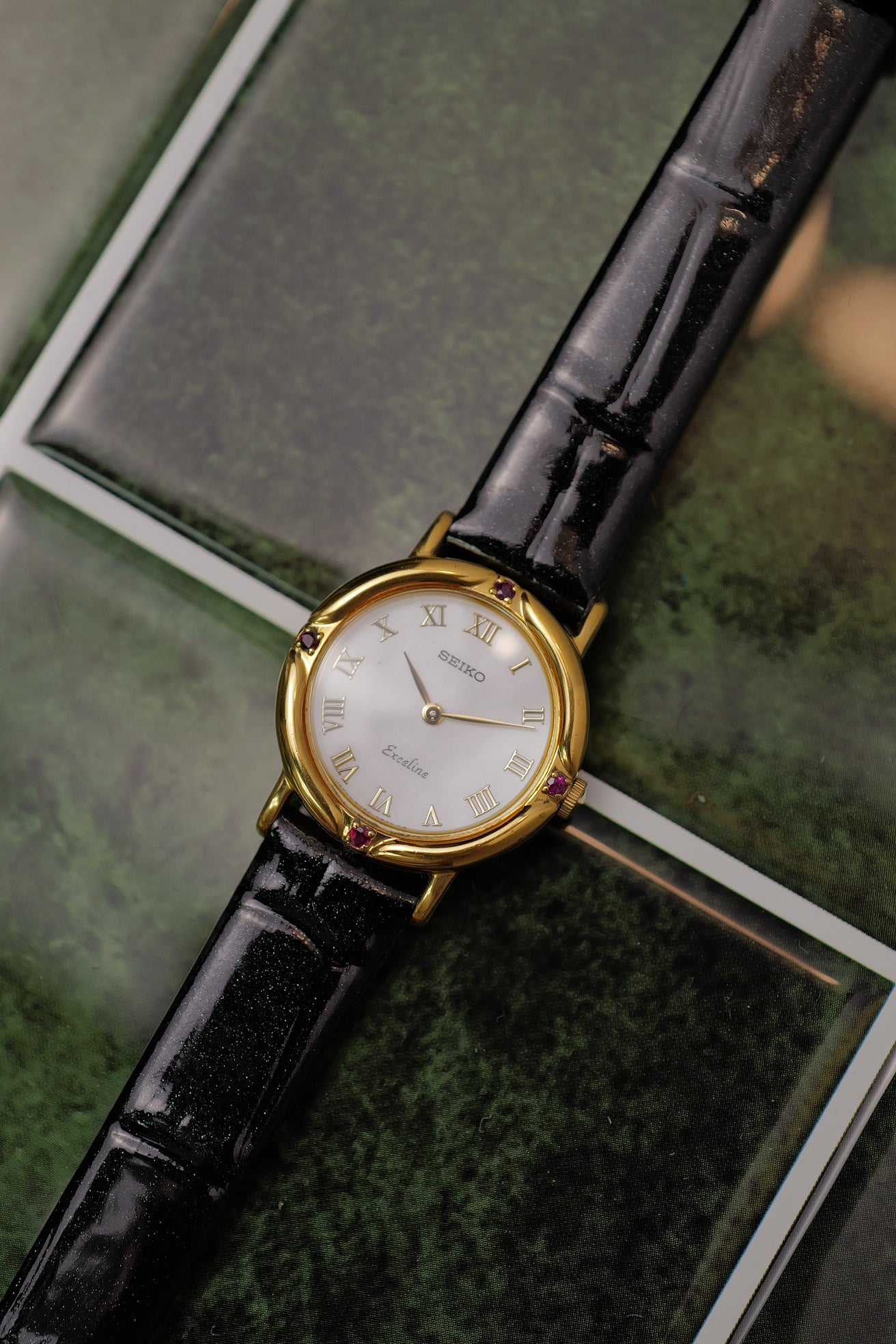 Seiko Exceline "Velvet Rose” Ruby gemset Circa. 1992 with original caseback sticker
