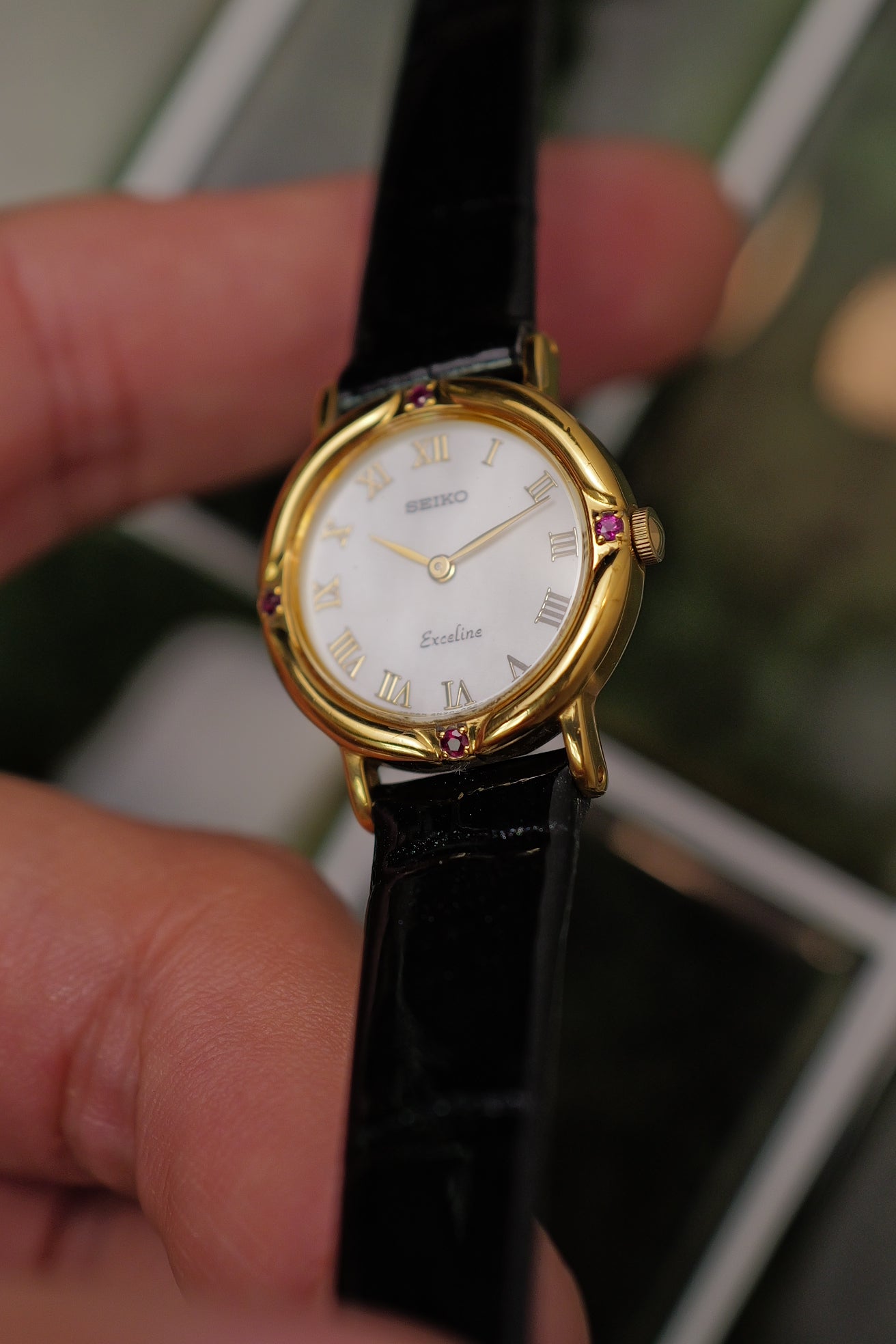 Seiko Exceline "Velvet Rose” Ruby gemset Circa. 1992 with original caseback sticker