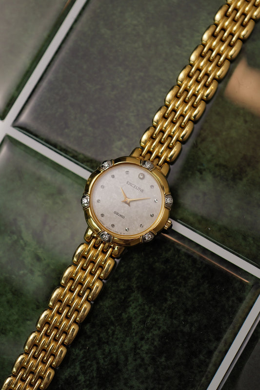 Seiko Exceline with Floral bezel Diamonds  4N40-0370 Circa.1990