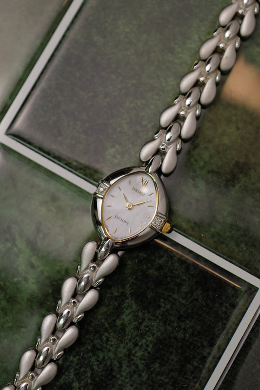 Seiko Exceline Mother of Pearl dial Tear-drop Bracelet 1F20-2J50