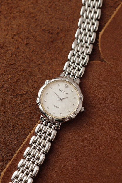 Seiko Exceline with bezel Diamonds 4N40-0640 Circa.1991
