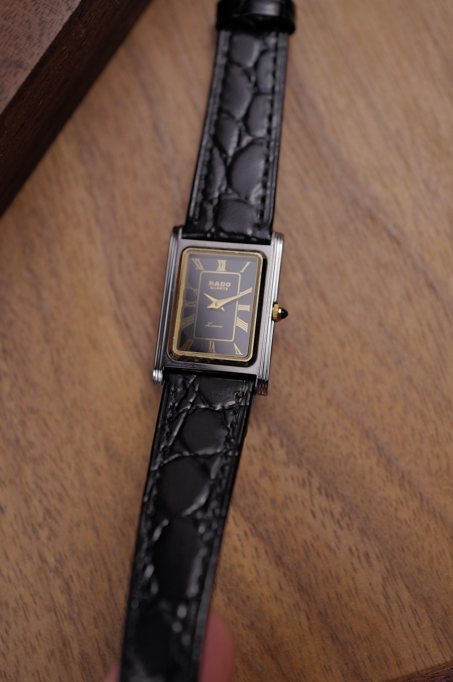 Rado Lourve Tank With gold Roman Numerals 18k plated bezel Quartz