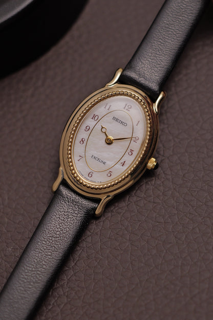 Seiko Exceline Mother of Pearl 1F20-2500 with beaded Bezel