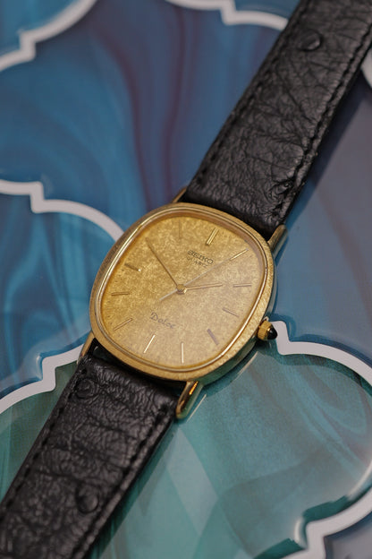 Seiko Dolce Elipse 6030-5410 Circa. 1981 with ostrich strap.