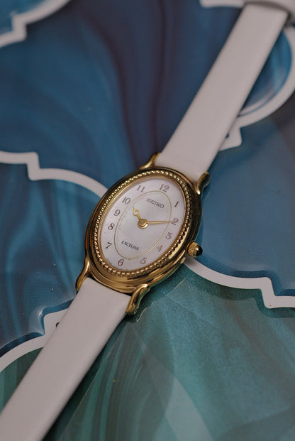 Seiko Exceline Mother of Pearl 1F20-2500 with beaded Bezel