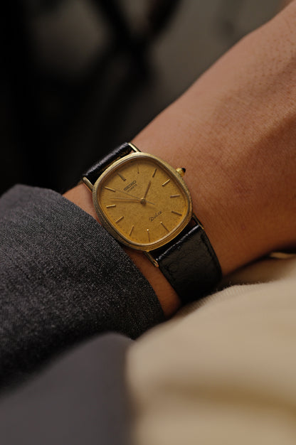 Seiko Dolce Elipse 6030-5410 Circa. 1981 with ostrich strap.