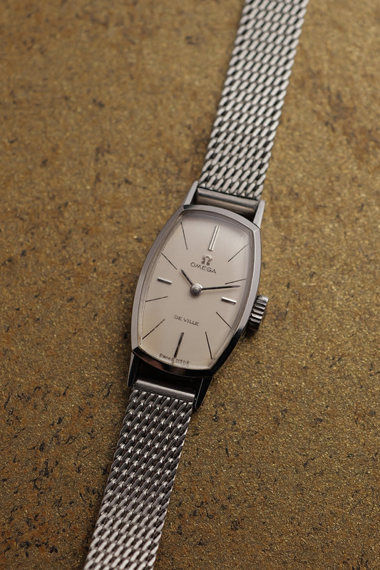Omega Geneve Mini-Tonneau in steel Circa. 1960s with original bracelet