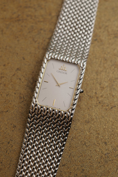 Men's Seiko Credor Rectangular Bracelet Circa. 1996 full NOS set