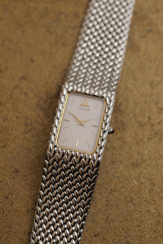 Ladies's Seiko Credor Rectangular Bracelet Circa. 1996 full NOS set