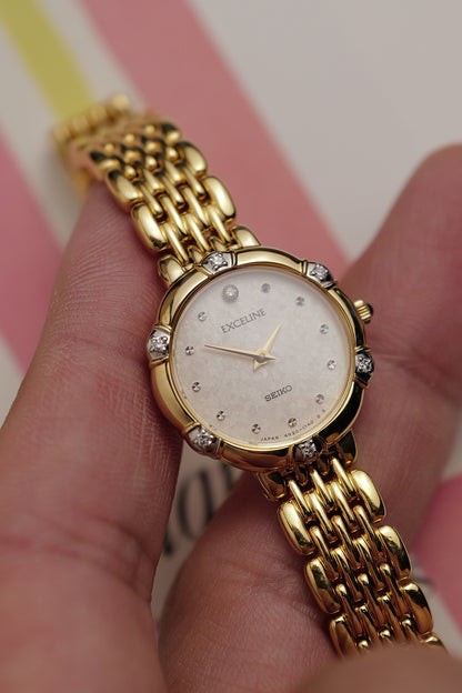 Seiko Exceline with Floral bezel Diamonds  Circa.1990