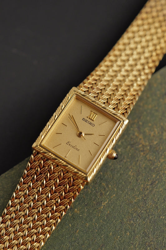 Seiko Exceline Tank in Woven Bracelet Circa. 1985