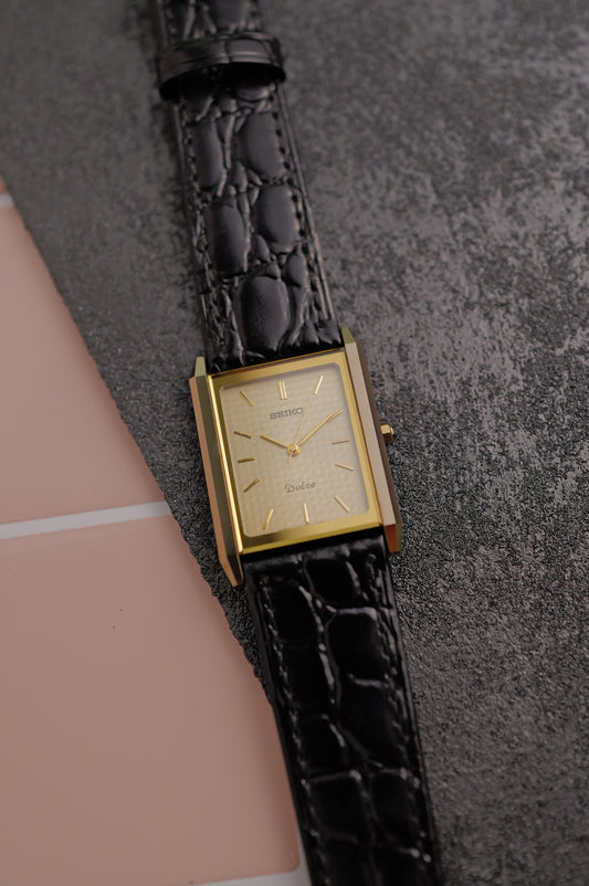 Seiko Dolce Tapestry Dial Tungsten Carbide Scratch Resistant circa. 1980