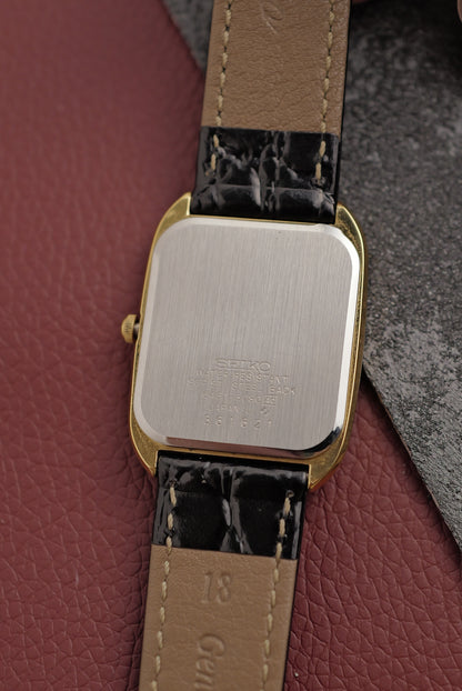 Seiko Quartz Black Classic Tank in Roman Numeral Circa. 1983