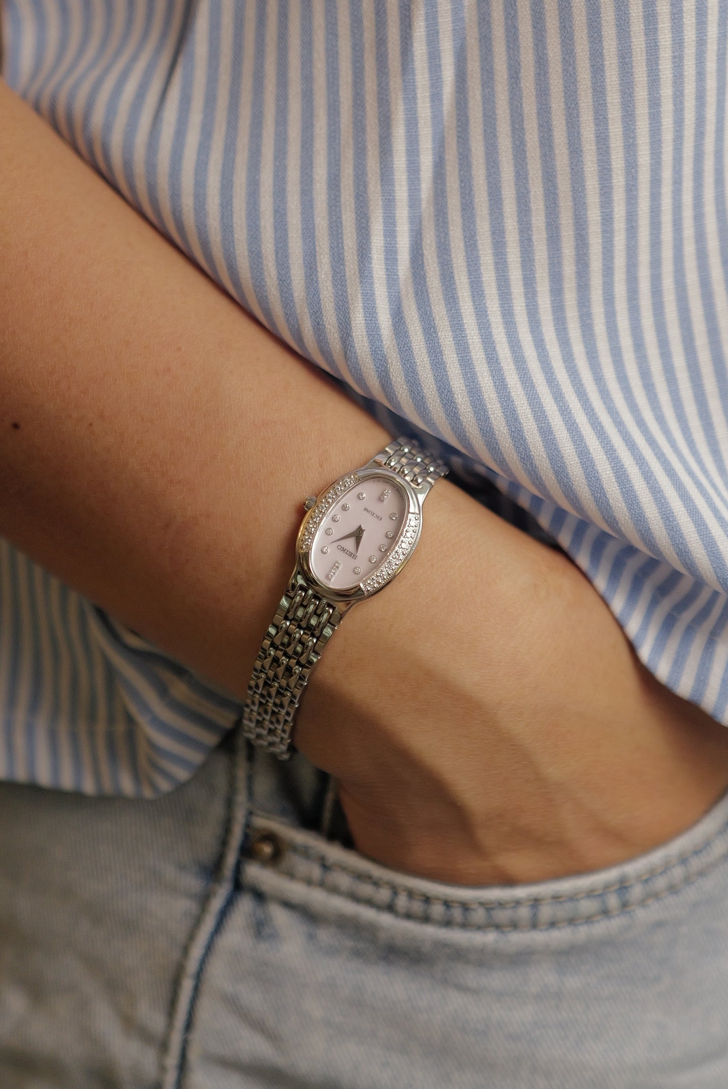 Seiko Exceline Mother of Pearl Diamond Bezel. 1998