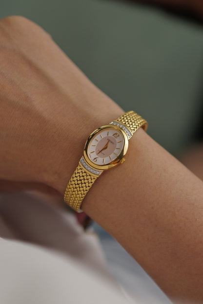 Seiko Exceline Mother of Pearl Oval w/ Diamonds Circa.1991