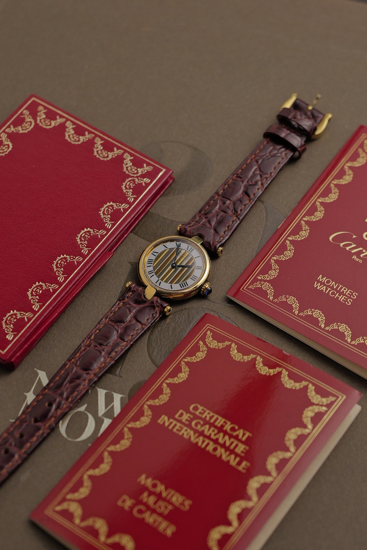 Cartier Vendome "Trio Art-Deco" Lacquer SM Quartz Full set