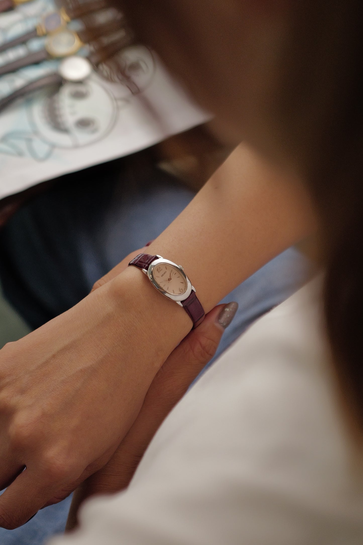 Seiko Ladies "Baignoire" Mini in Pink Dial Circa. 1990