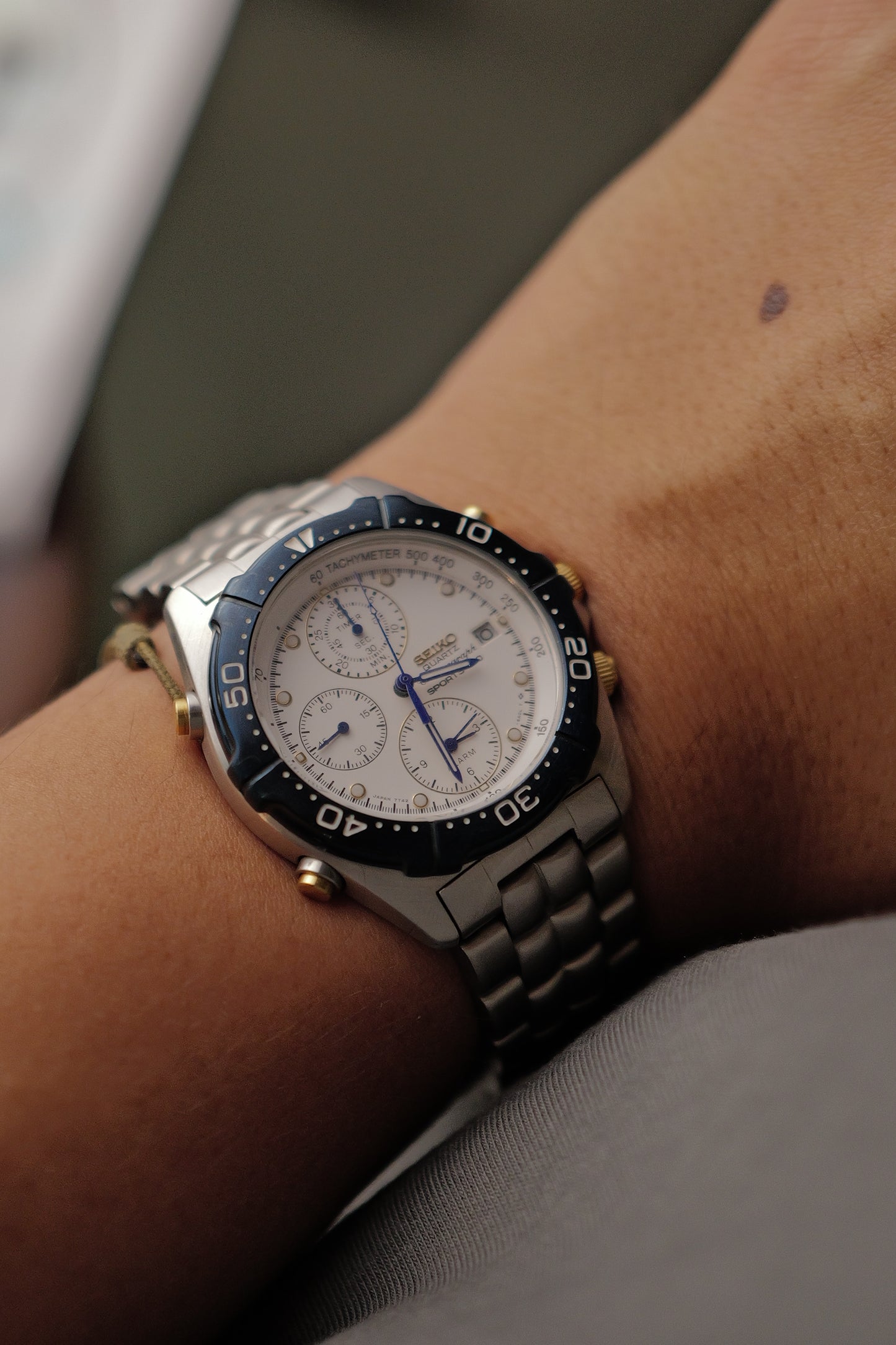 Seiko Sports Chronograph "Blue steel Circa. 2000