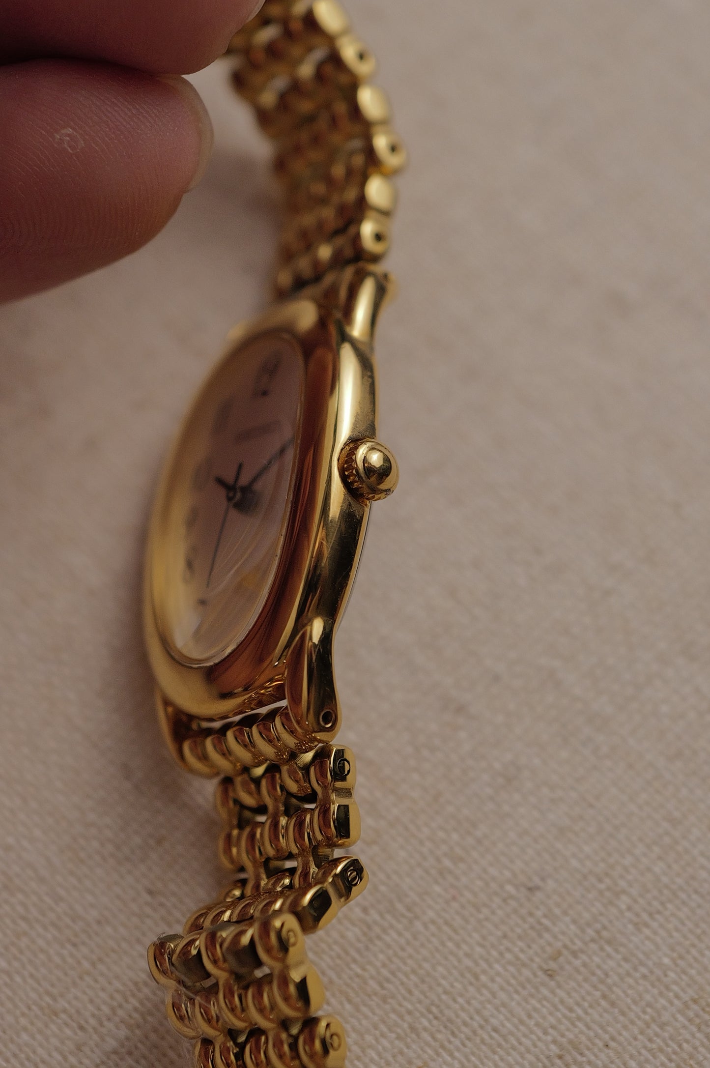 Seiko Ladies "Baignoire" Gold On custom bracelet Circa. 1995