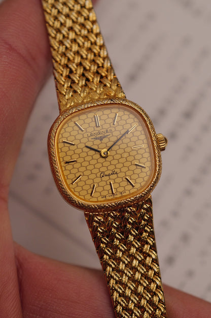 Longines integrated Bracelet "HoneyComb" Ladies Quartz with adjustable buckle