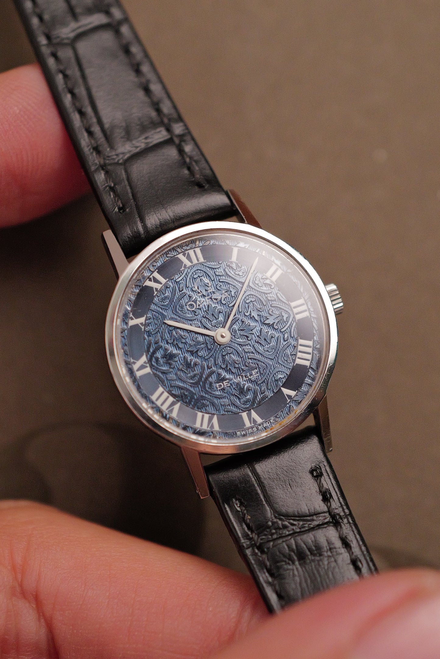 Omege De-ville "Floral Blue steel" Circa. 1970s w/ original box