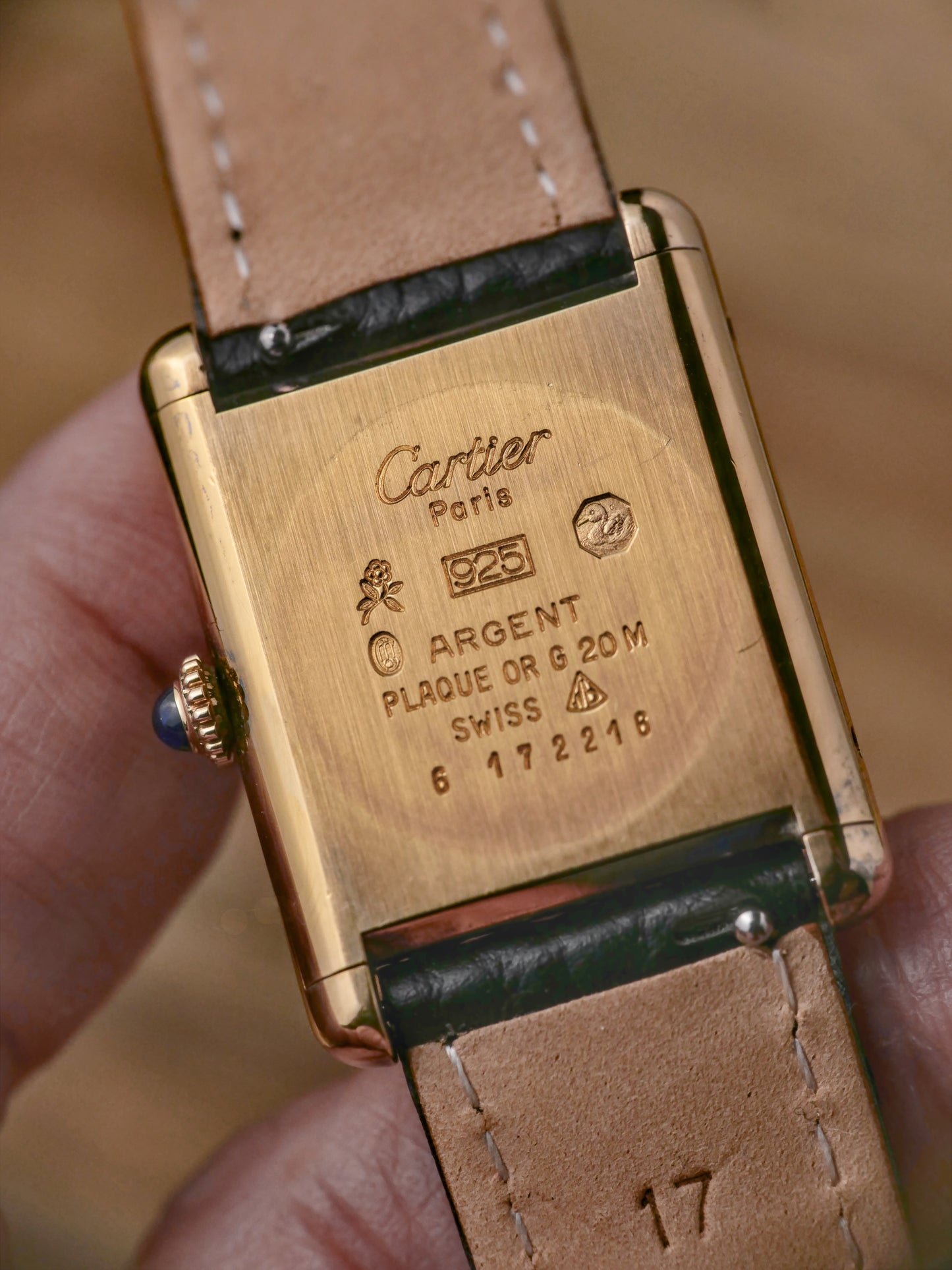 Cartier Tank Vermeil “Must de Cartier” Manual-Winding Black LM (circa 1980s)