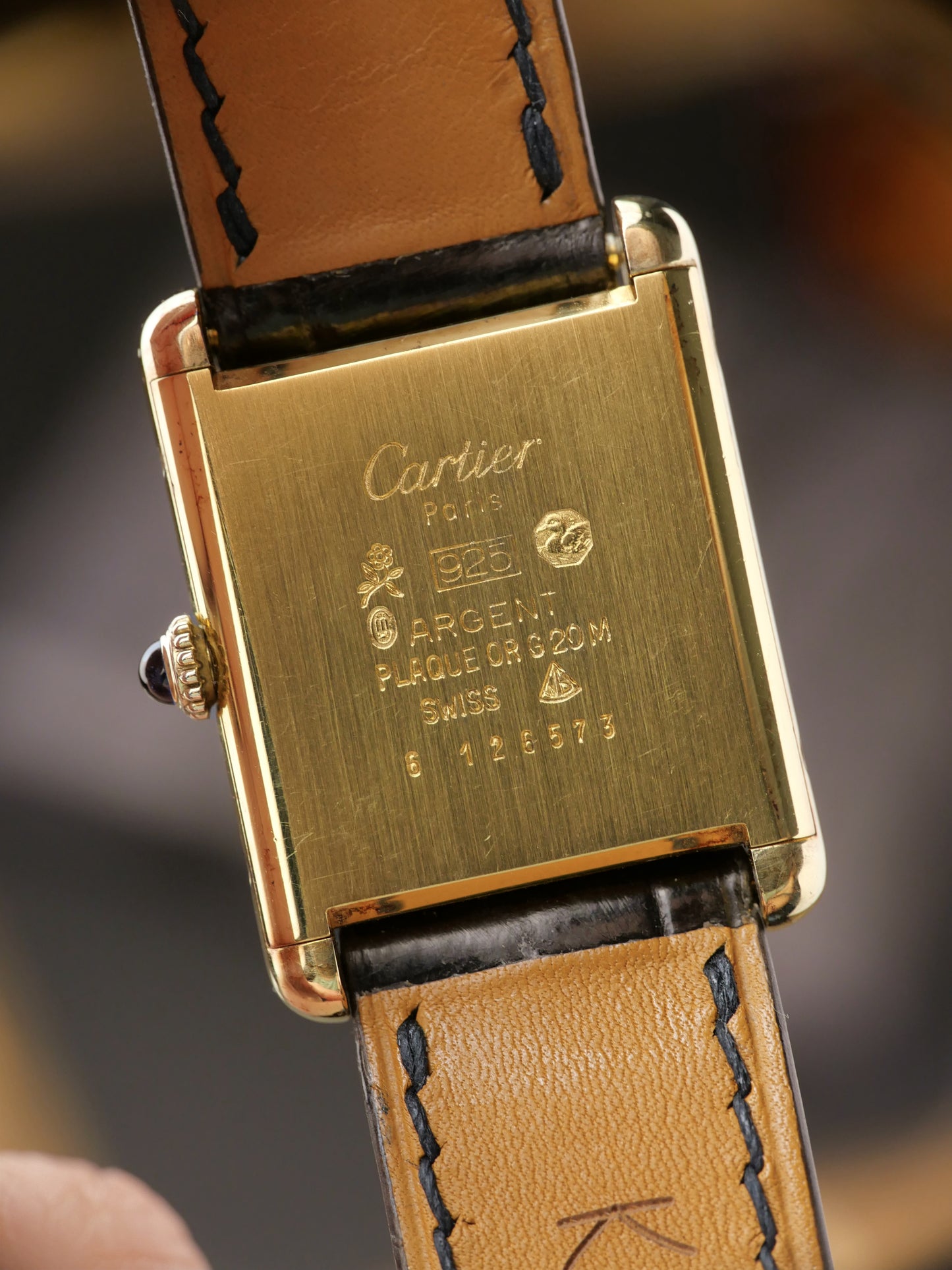 Cartier Tank Vermeil “Must de Cartier” Manual-Winding Black LM (circa 1980s)